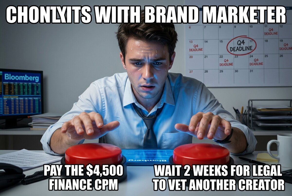 Brand marketer choosing between paying the real finance rate and the cost of replacing the creator